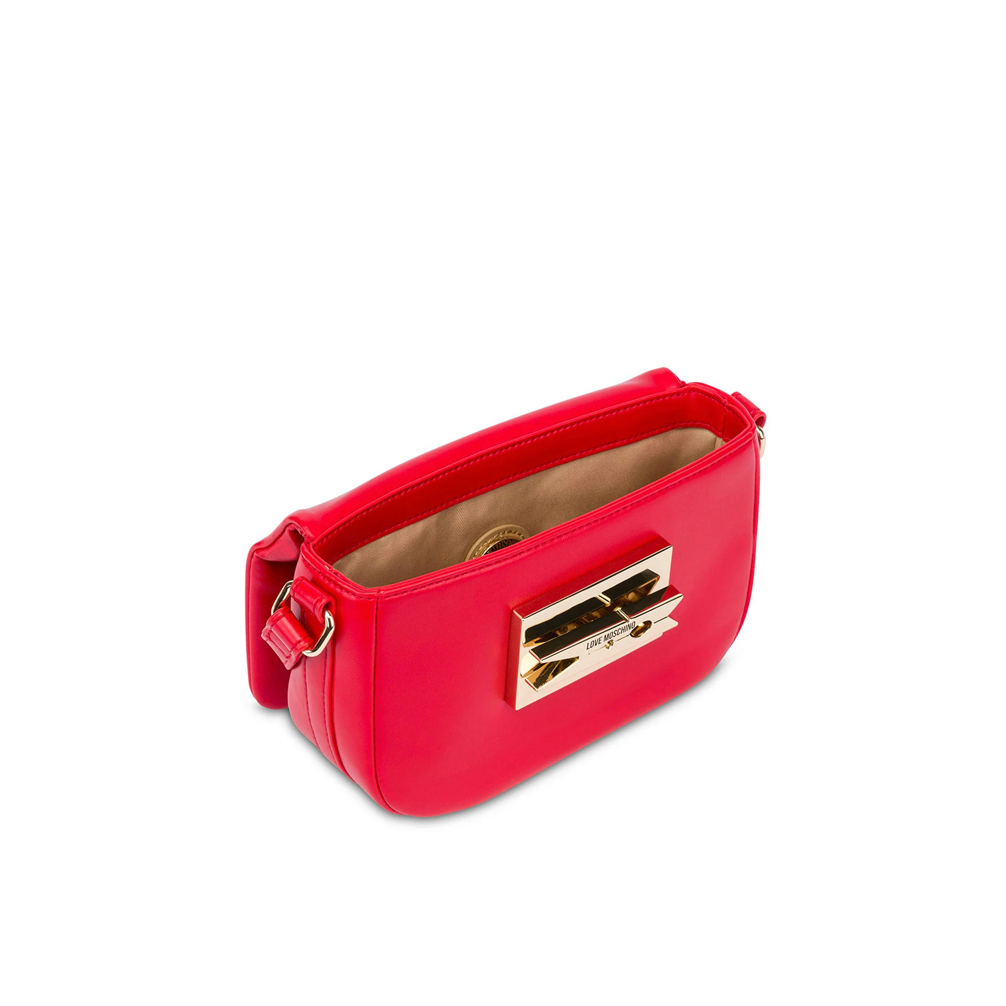 Borsa a tracolla con placca dorata rosso - Image 3