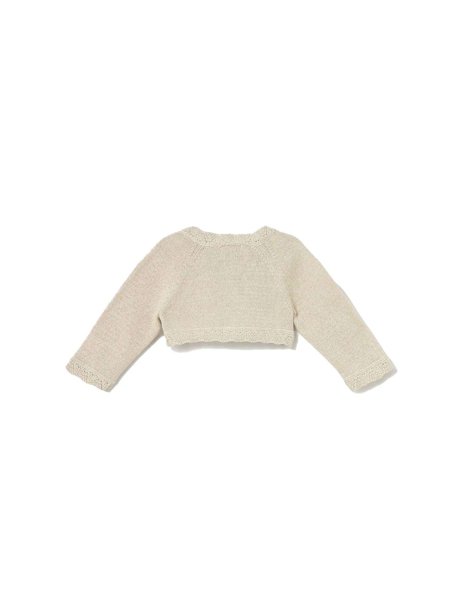 Cardigan corto con bottoni neonata champagne - Image 3